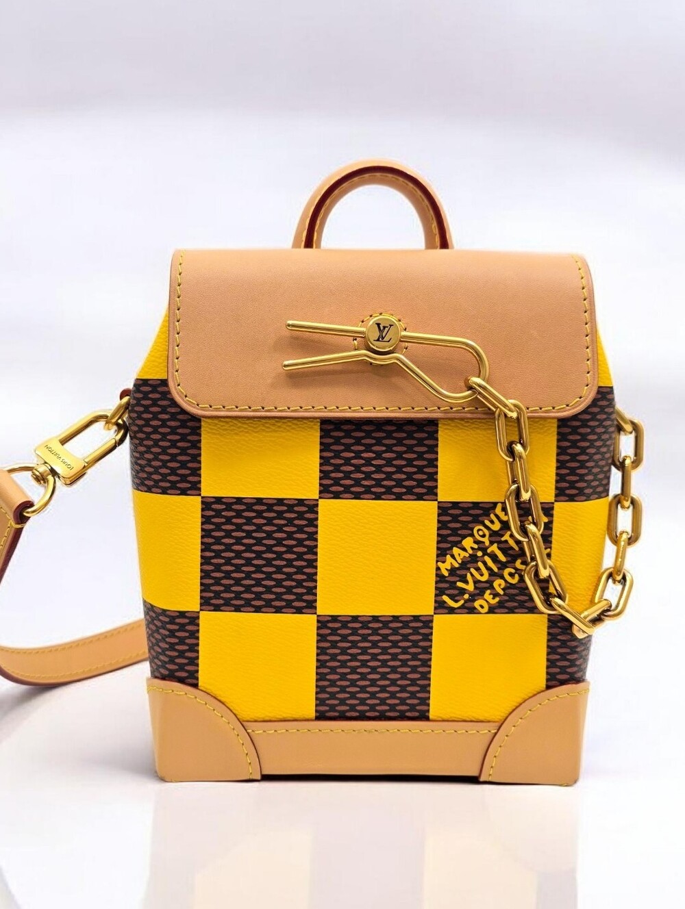 Louis Vuitton Nano Steamer Damier Pop Yellow N40536 Crossbody Bag